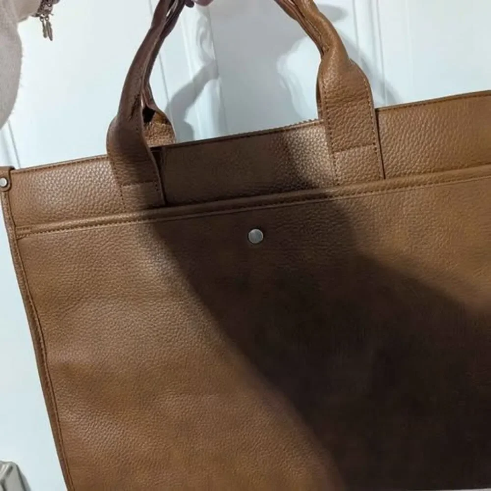 Wrangler Leather Laptop Bag Briefcase NEW w/ Strap Brown Western Style 16.5" - Picture 5 of 7